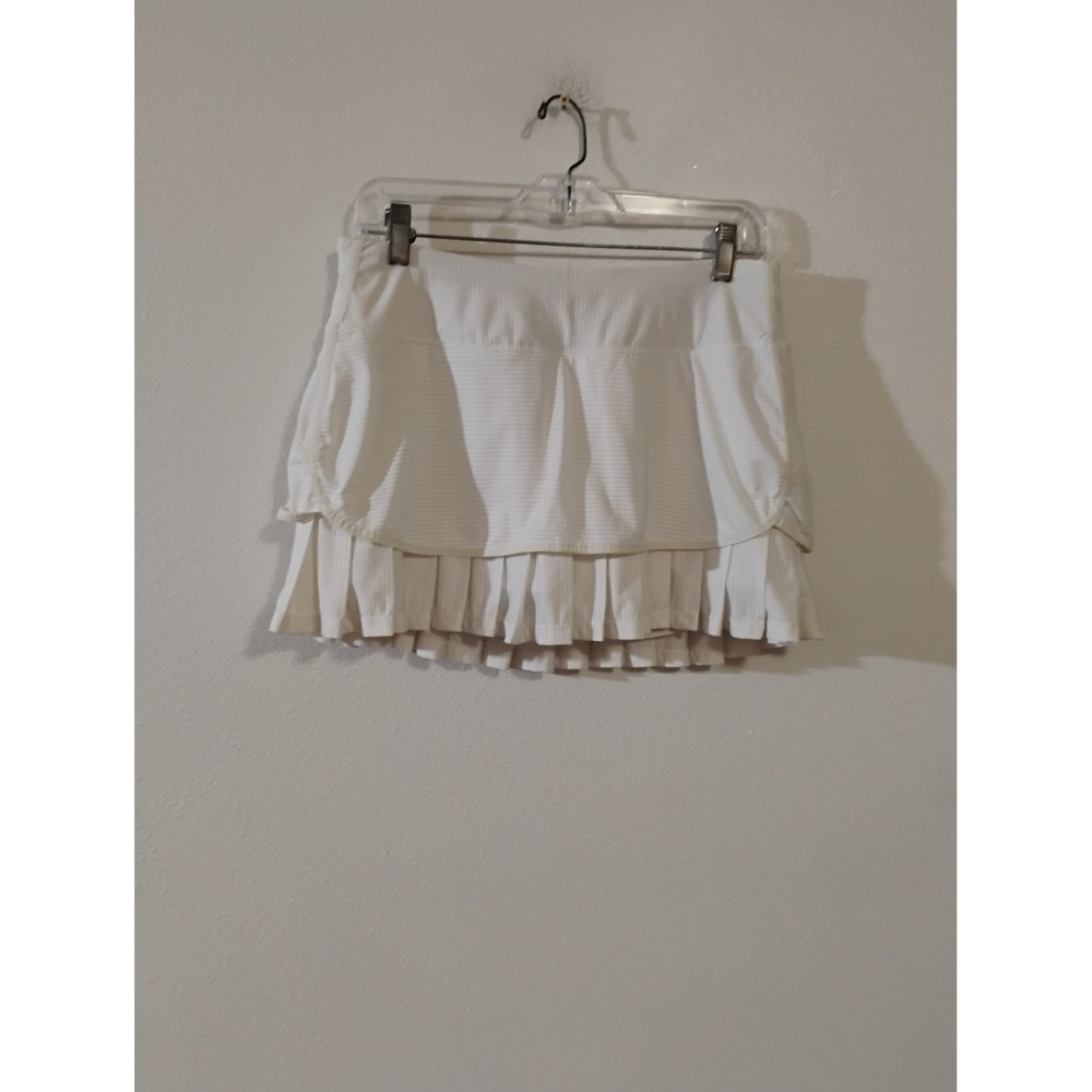 Athleta White Pleated Tennis Skort Ribbed Active Skirt Medium
